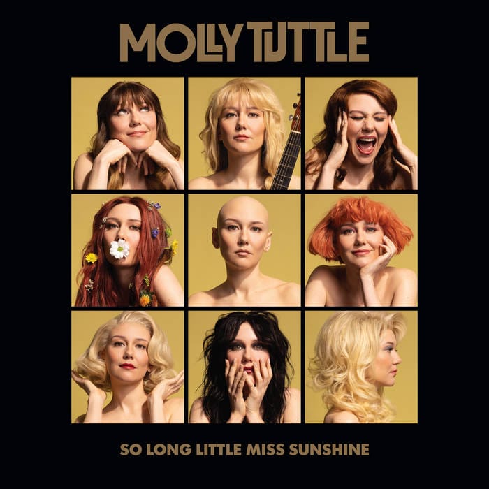 The cover of Molly Tuttle's "So Long Little Miss Sunshine" depicting a Brady Bunch-esque grid of the singer in different wigs